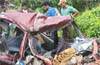 Ghastly mishap: Lucky car driver escapes with minor injuries